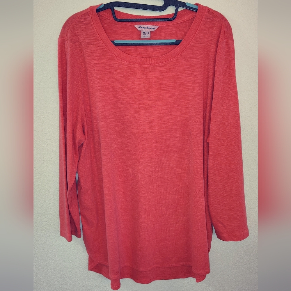 Tommy Bahama Knit Top in Vibrant Coral Orange ~ Size: XL ~ Like New